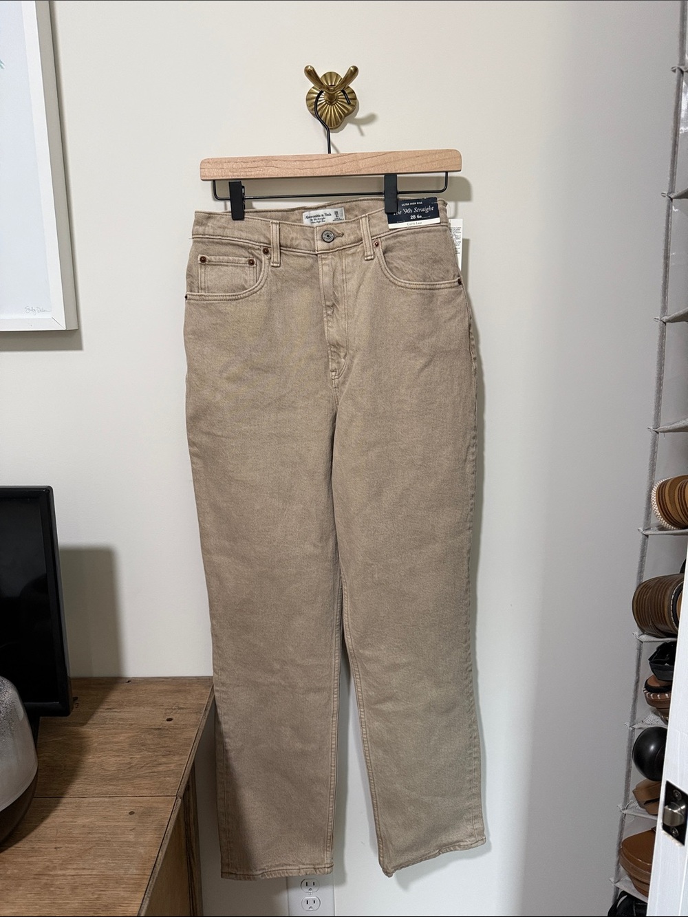 Abercrombie & Fitch Tan Straight-Leg Women's Jeans